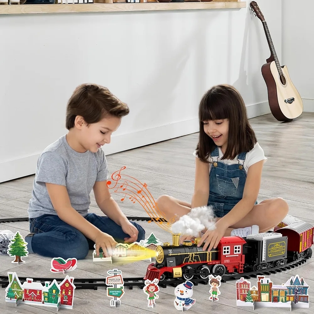 Classic Electric Red and Gold Train Set for Kids - Picture 2 of 8